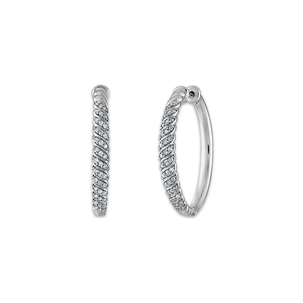 1/4 CTW Diamond Hoop Earrings in Sterling Silver