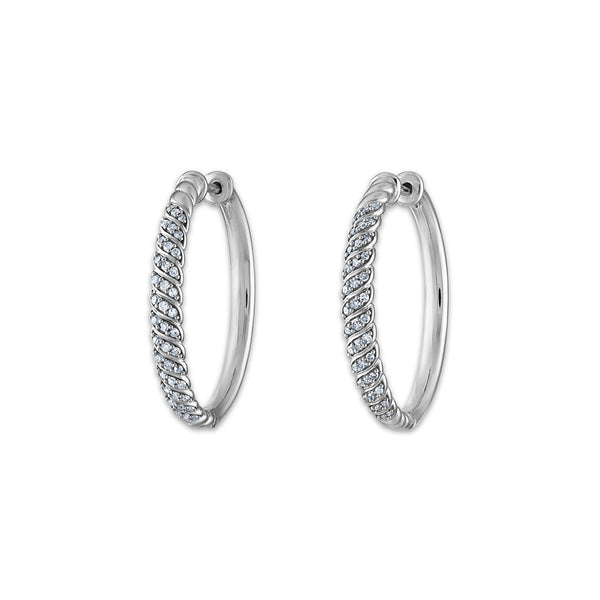 1/4 CTW Diamond Hoop Earrings in Sterling Silver