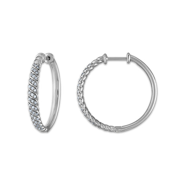 1/4 CTW Diamond Hoop Earrings in Sterling Silver