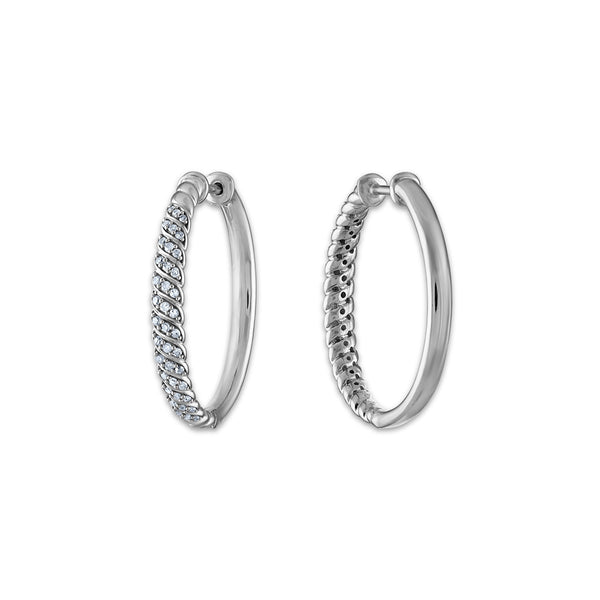 1/4 CTW Diamond Hoop Earrings in Sterling Silver