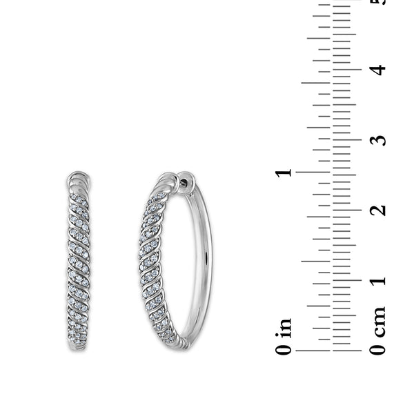 1/4 CTW Diamond Hoop Earrings in Sterling Silver