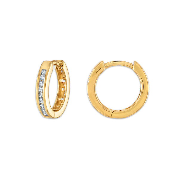 1/10 CTW Diamond Huggie Earrings in 10KT Yellow Gold