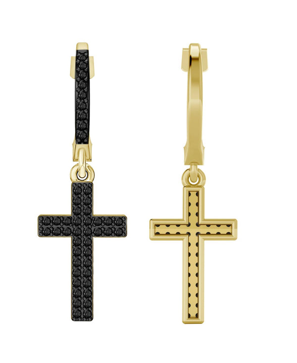 Titán by Adrian Gonzalez 10KT Yellow Gold 1/3 CTW Diamond 26X8MM Cross Earrings