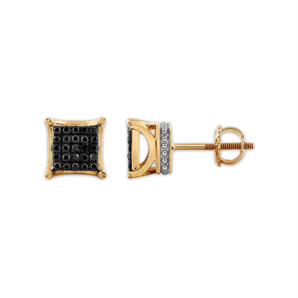 Titan by Adrian Gonzalez 10KT Yellow Gold 1/6 CTW Black Diamond Square Cluster Earrings