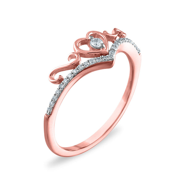 1/10 CTW Diamond Heart Tiara Crown Ring in 10KT Rose Gold