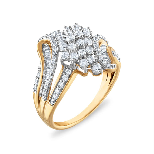 1 CTW Diamond Cluster Ring in 10KT Yellow Gold