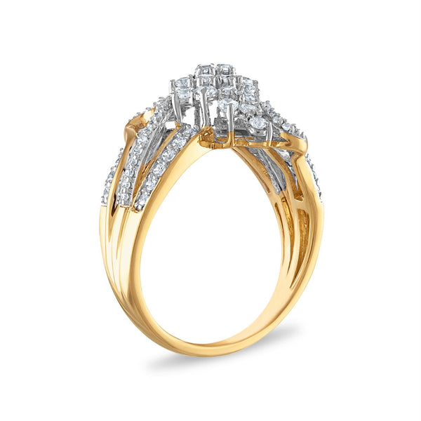 1 CTW Diamond Cluster Ring in 10KT Yellow Gold