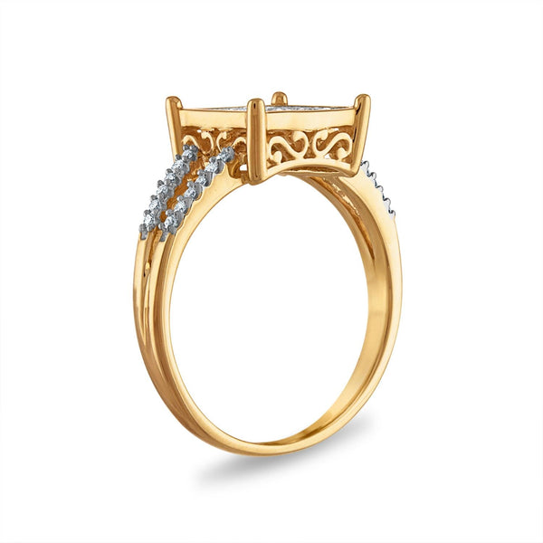 1/5 CTW Diamond Cluster Ring in 10KT Yellow Gold