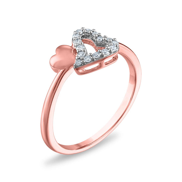 1/7 CTW Diamond Accent Heart Ring in 10KT Rose Gold