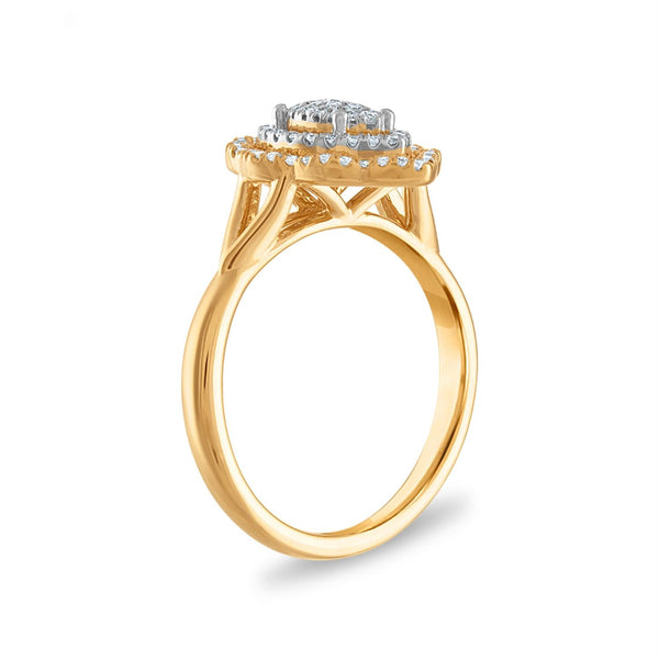 1/3 CTW Diamond Halo Fashion Ring in 10KT Yellow Gold