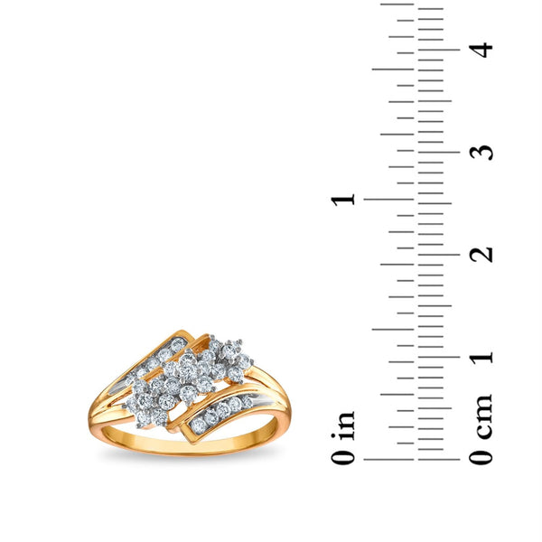 1/2 CTW Diamond Fancy Flower Three Stone Ring in 10KT Yellow Gold