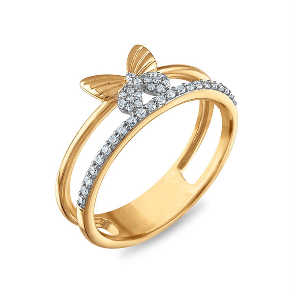 1/7 CTW Diamond Butterfly Ring in 10KT Yellow Gold