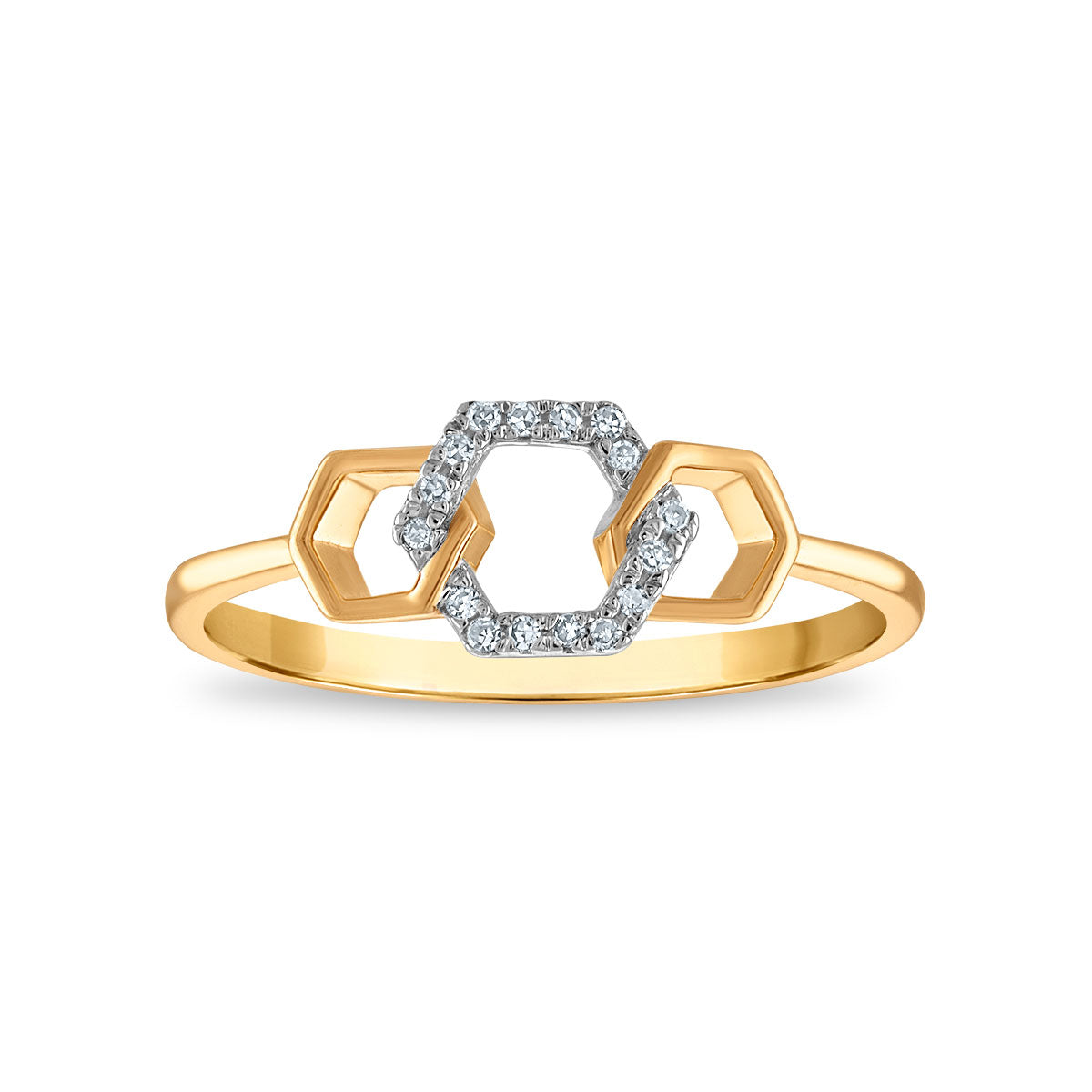 Diamond Accent Hexagon Ring in 10KT Yellow Gold