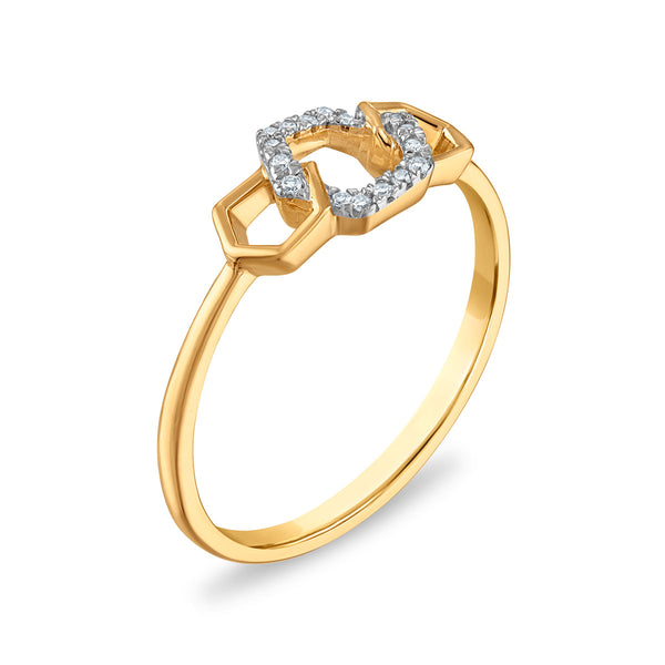 Diamond Accent Hexagon Ring in 10KT Yellow Gold