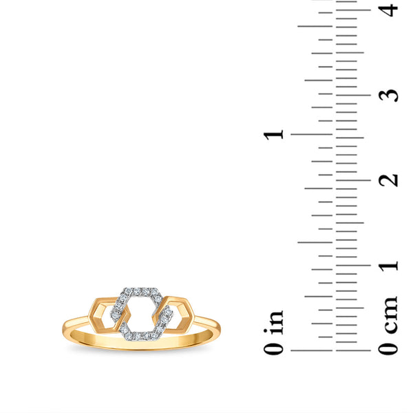 Diamond Accent Hexagon Ring in 10KT Yellow Gold