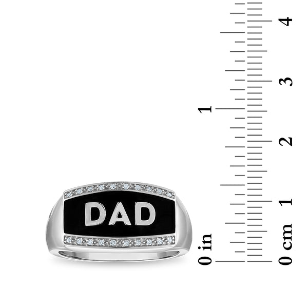 Diamond Accent Dad Ring in Rhodium Plated Sterling Silver