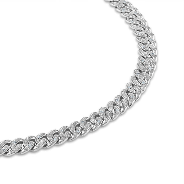 Luxe Layers 1 CTW Diamond Cuban Link 24-inch Chain in Rhodium Plated Sterling Silver