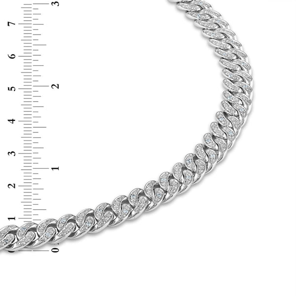 Luxe Layers 1 CTW Diamond Cuban Link 24-inch Chain in Rhodium Plated Sterling Silver