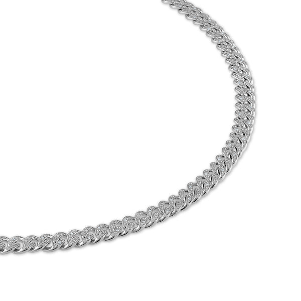 Luxe Layers 1/2 CTW Diamond Cuban Link 24-inch Chain in Rhodium Plated Sterling Silver