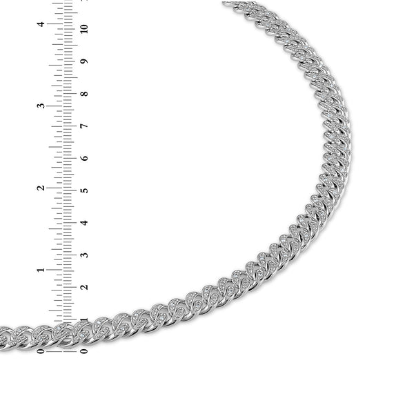 Luxe Layers 1/2 CTW Diamond Cuban Link 24-inch Chain in Rhodium Plated Sterling Silver