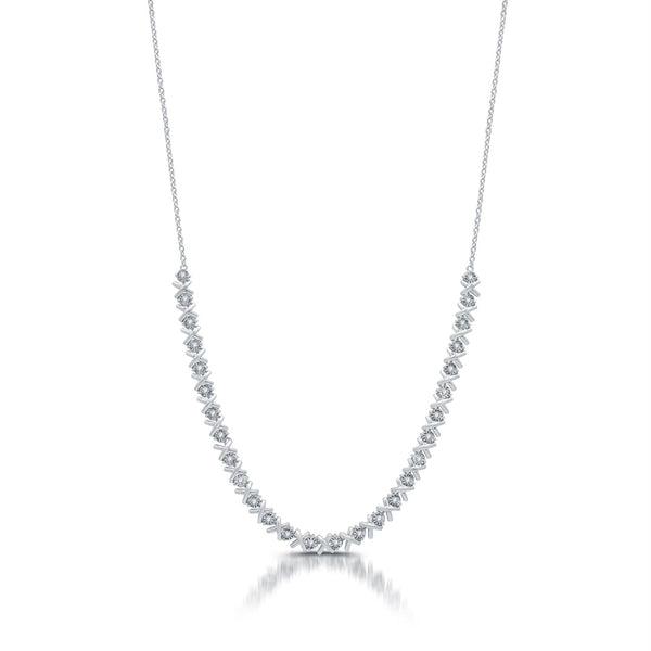 1/2 CTW Diamond Fashion Illusion Set XO 18-inch Necklace in Rhodium Plated Sterling Silver