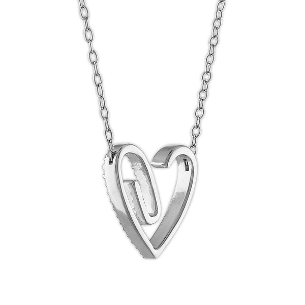 1/10 CTW Diamond Heart PaperClip 18-inch Necklace in 10KT White Gold