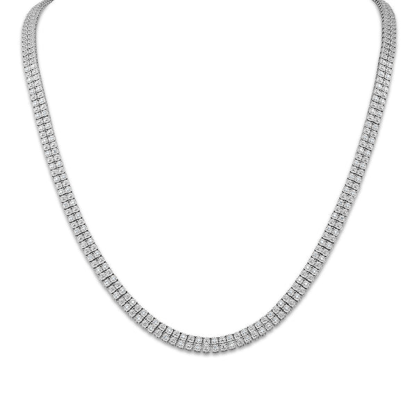 1/2 CTW Diamond 24-inch Double Row Tennis Necklace in Rhodium Plated Sterling Silver