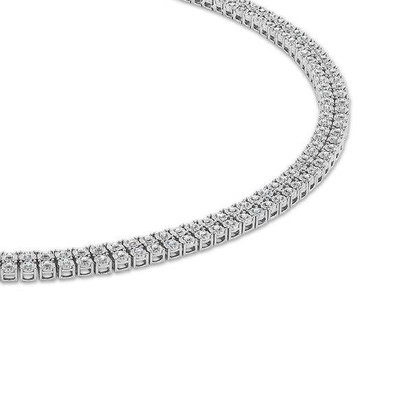 1/2 CTW Diamond 24-inch Double Row Tennis Necklace in Rhodium Plated Sterling Silver