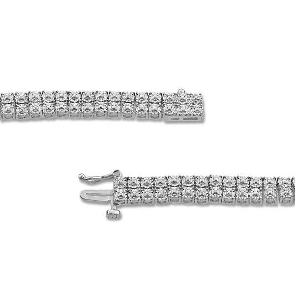 1/2 CTW Diamond 24-inch Double Row Tennis Necklace in Rhodium Plated Sterling Silver