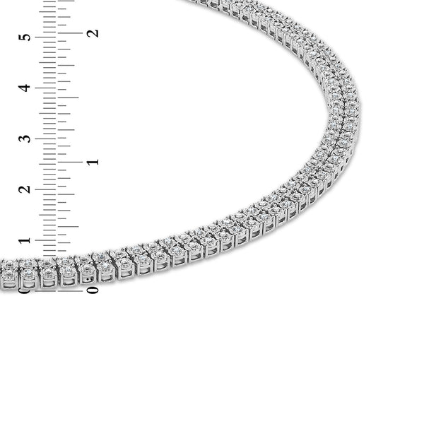 1/2 CTW Diamond 24-inch Double Row Tennis Necklace in Rhodium Plated Sterling Silver