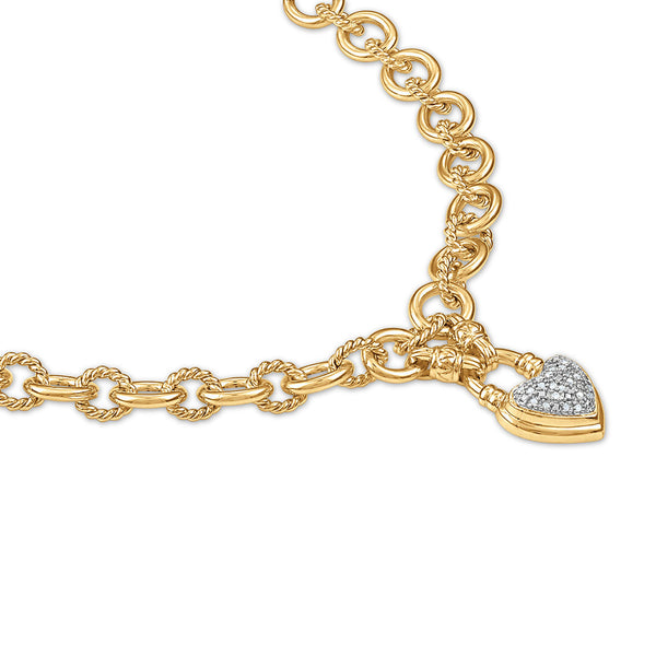 Gold Plated Sterling Silver Toggle Diamond Heart Necklace