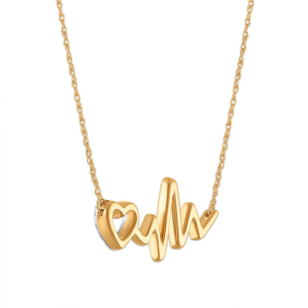 1/10 CTW Diamond Heartbeat Necklace in 10KT Yellow Gold