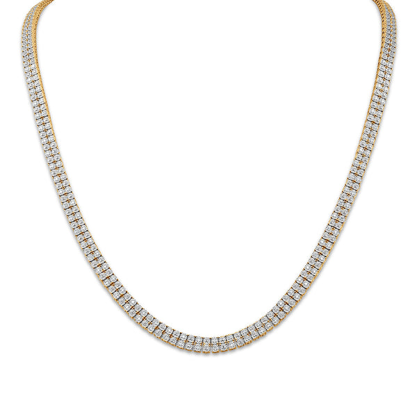 1/2 CTW Diamond Tennis Double Row Illusion 24-inch Necklace in Gold Plated Sterling Silver