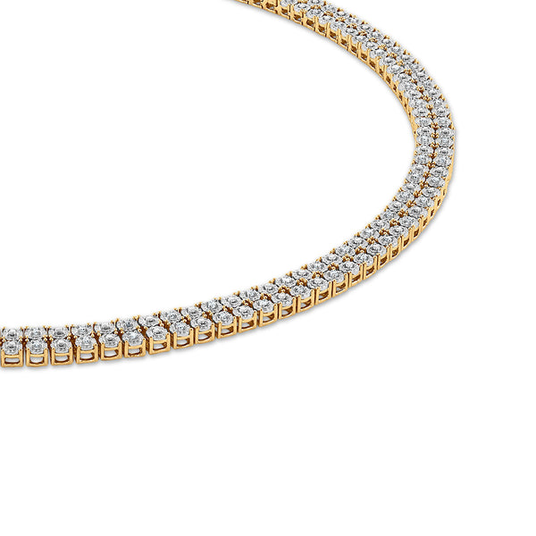 1/2 CTW Diamond Tennis Double Row Illusion 24-inch Necklace in Gold Plated Sterling Silver