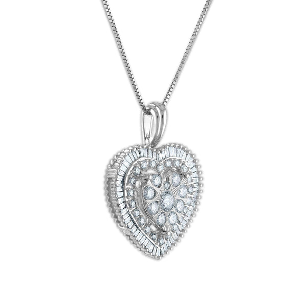 1 CTW Diamond Heart 18-inch Pendant in 10KT White Gold