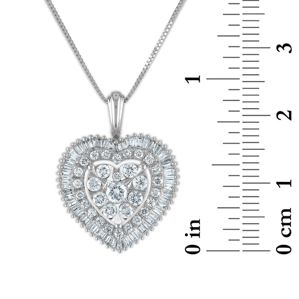 1 CTW Diamond Heart 18-inch Pendant in 10KT White Gold