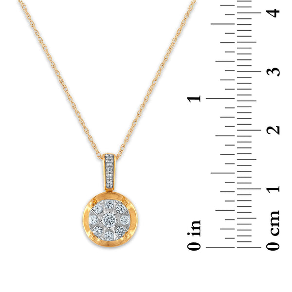 1/4 CTW Diamond Cluster 18-inch Pendant in 10KT White and Yellow Gold