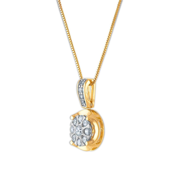 1/2 CTW Diamond Cluster 18-inch Pendant in 10KT White and Yellow Gold