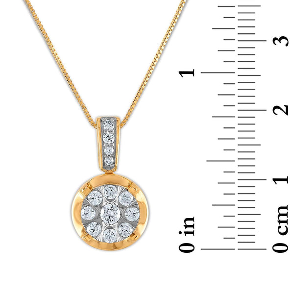 1/2 CTW Diamond Cluster 18-inch Pendant in 10KT White and Yellow Gold