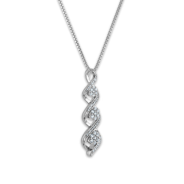 1/4 CTW Diamond Three Stone Twist 18-inch Pendant in Sterling Silver