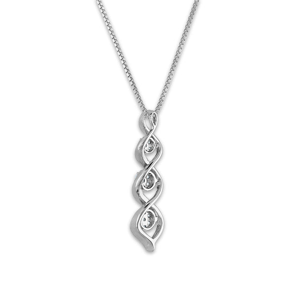 1/4 CTW Diamond Three Stone Twist 18-inch Pendant in Sterling Silver