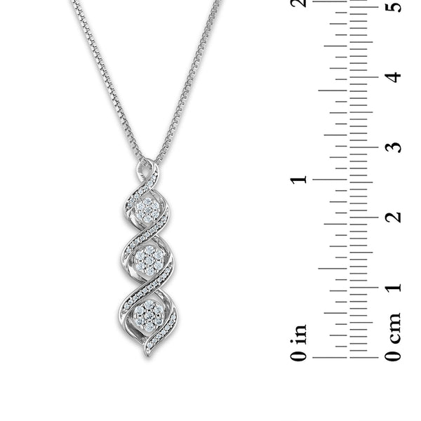 1/4 CTW Diamond Three Stone Twist 18-inch Pendant in Sterling Silver