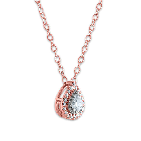 1/7 CTW Diamond Halo 18-inch Pendant in 10KT Rose Gold