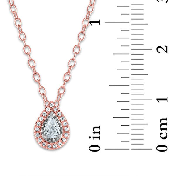 1/7 CTW Diamond Halo 18-inch Pendant in 10KT Rose Gold