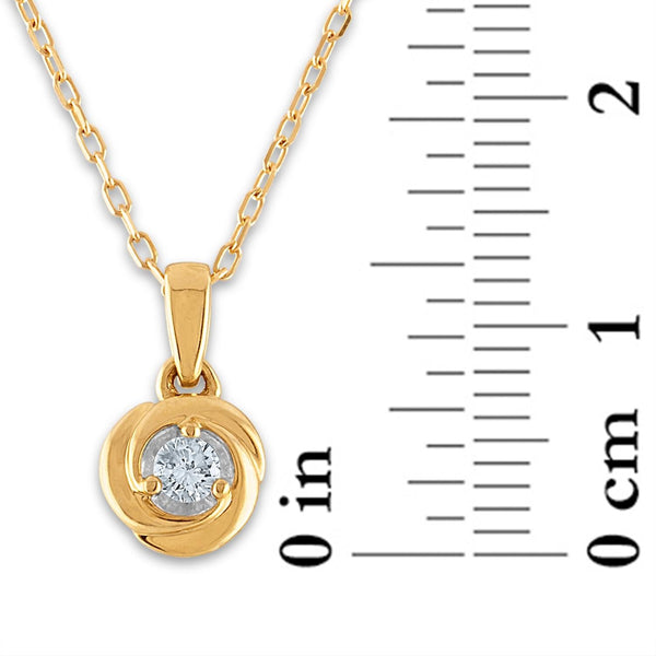 1/10 CTW Diamond Solitaire Love Knot 18-inch Pendant in 10KT Yellow Gold