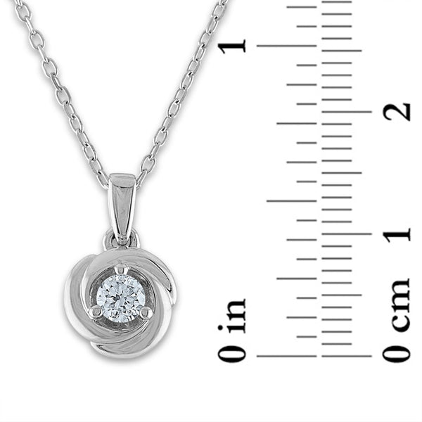 1/4 CTW Diamond Solitaire Love Knot 18-inch Pendant in 10KT White Gold