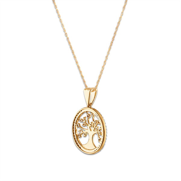 1/5 CTW Diamond Tree of Life 18-inch Pendant in 10KT Yellow Gold