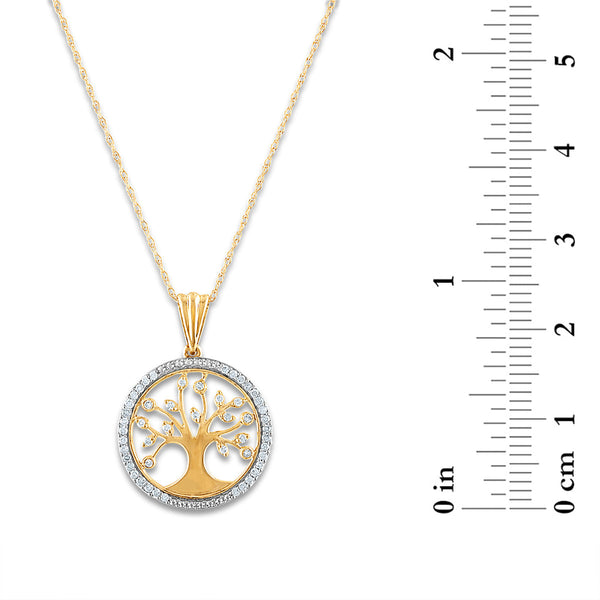 1/5 CTW Diamond Tree of Life 18-inch Pendant in 10KT Yellow Gold