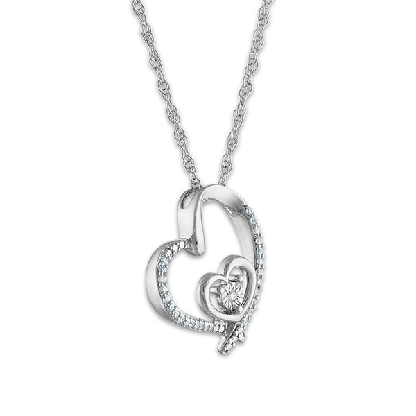 1/10 CTW Diamond Heart 18-inch Pendant in 10KT White Gold