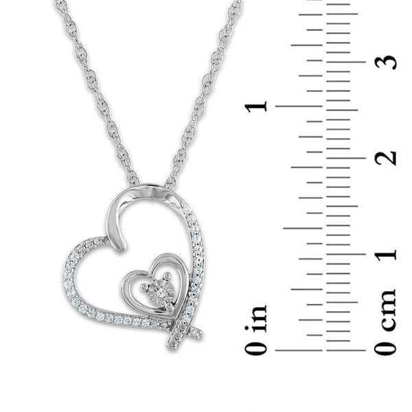 1/10 CTW Diamond Heart 18-inch Pendant in 10KT White Gold